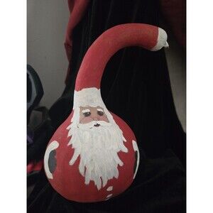 Vintage Santa Gourd Hand Painted Christmas Folk Art Decor